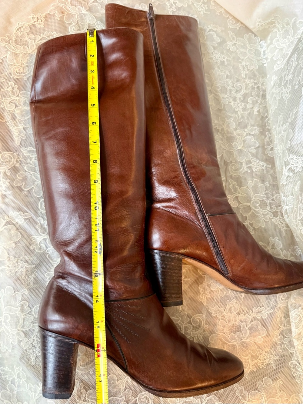 Vint Rare Ferragamo 7.5 Knee High Leather Riding Boots VINTAGE Saks 5th Collab - Picture 12 of 14